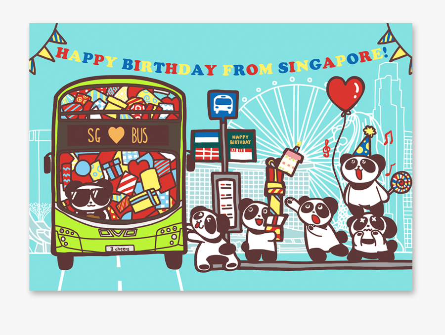 Hong Kong Gift Card Present Singapore Themed Bus Stop - Illustration, Transparent Clipart