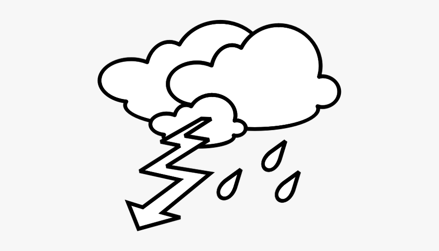 Outline Weather Forecast Icon For Thunder Vector Clip - Stormy Black And White, Transparent Clipart