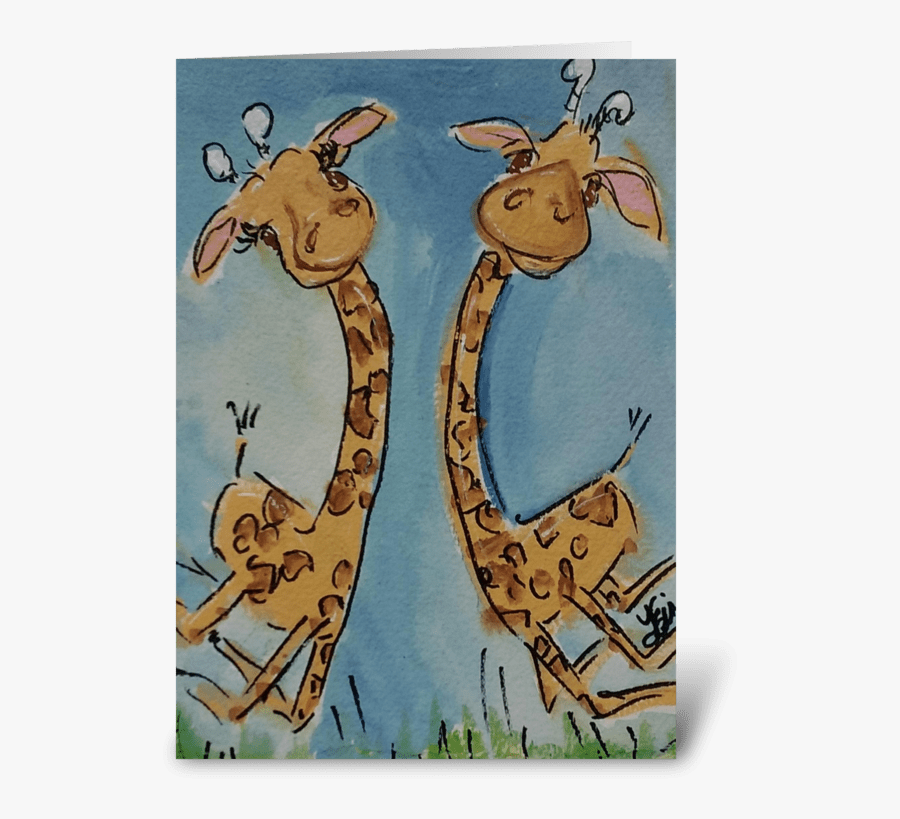 Jumping For Joy Greeting Card - Giraffe, Transparent Clipart