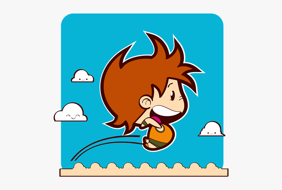 Boy, Jumping, Athlete, Jump, Happy, Joy, Freedom - Cartoon, Transparent Clipart