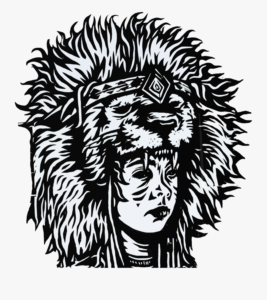 Tribal Head Dress Shaman Line Art Clip Arts - Pilpeled Graffiti, Transparent Clipart