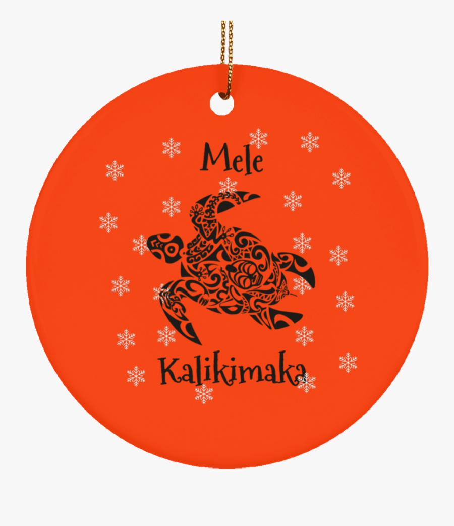 Mele Kalikimaka Tribal Turtle Christmas Ornament Ceramic - Circle, Transparent Clipart