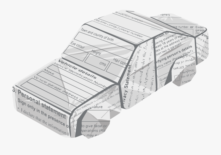 Animation Style Graphic Showing A Car Shape Made From - Paper, Transparent Clipart