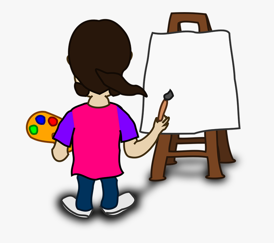 Easel Images - Cartoon Of Someone Painting, Transparent Clipart