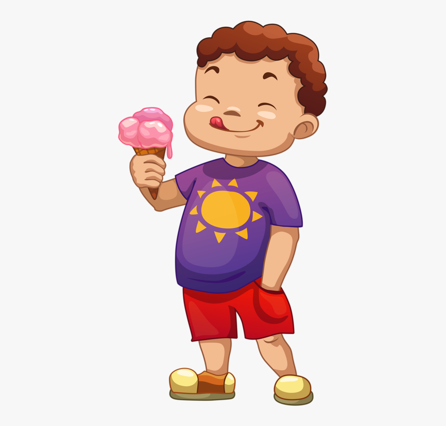 Vacation Clipart Friend - Boy Eating Ice Cream Clipart, Transparent Clipart