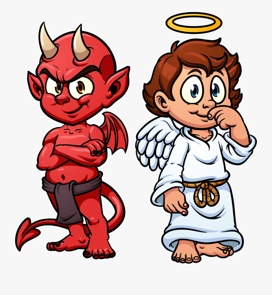 Violence Clipart Bad Friend - Devil And Angel Cartoon, Transparent Clipart