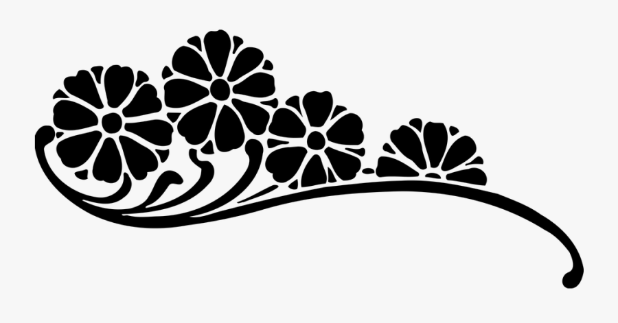 Transparent Abstract Flowers Png - Floral Clipart Black And White, Transparent Clipart