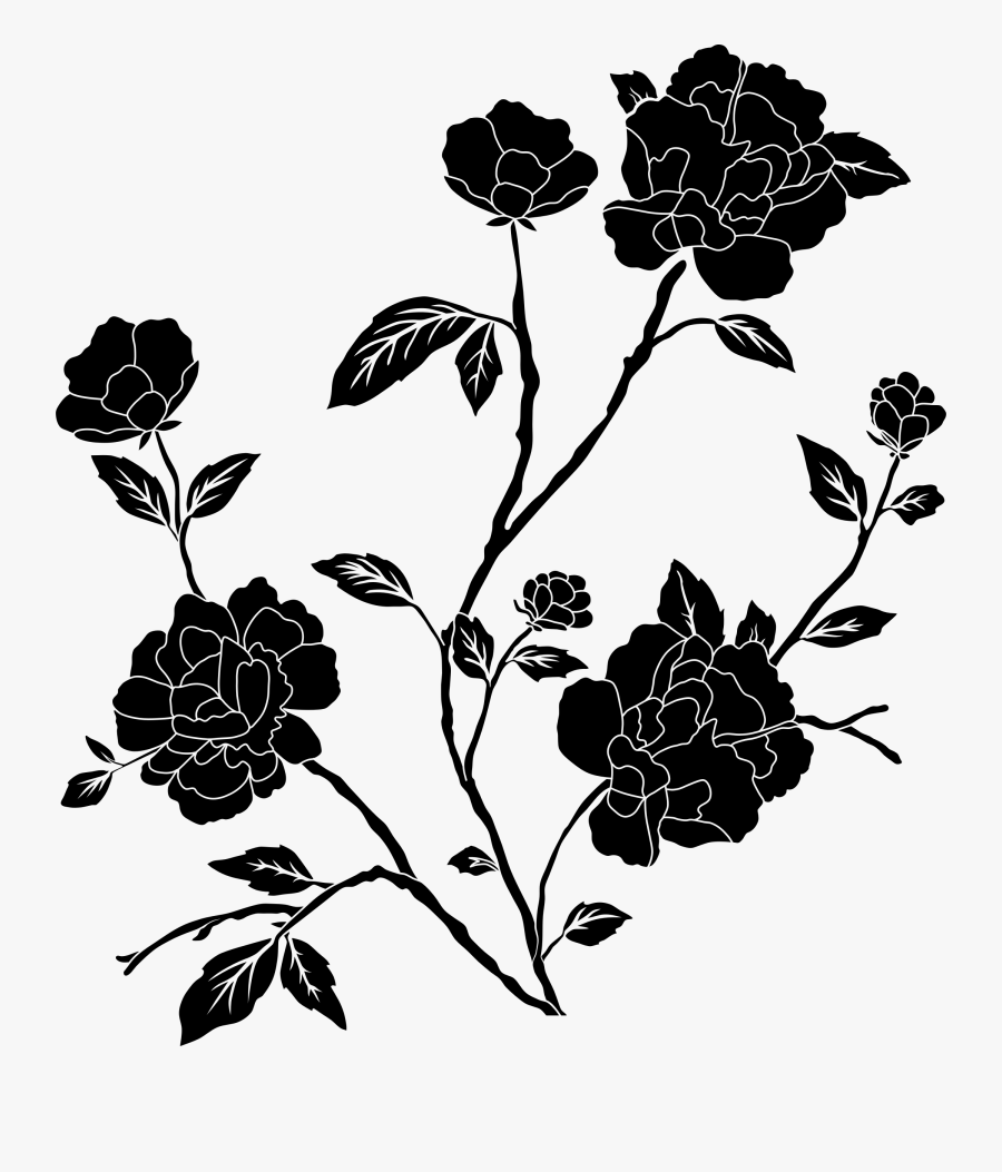 Clip Art Black Vintage Flower Clipart - Black And White Flowers Transparent Background, Transparent Clipart