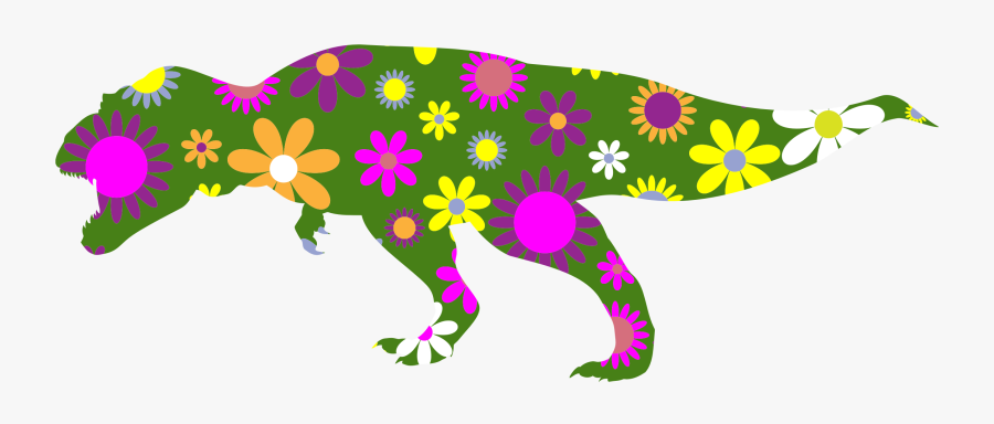 Retro Floral Tyrannosaurus Rex Clip Arts - Tyrannosaurus, Transparent Clipart