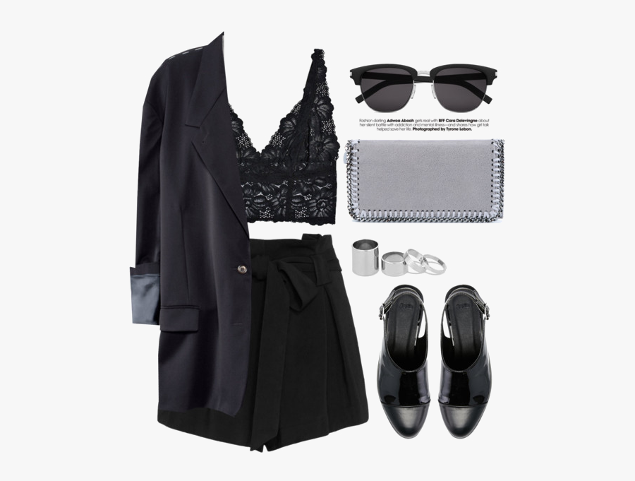 Fashion Shorts Clothing Black Suit With Women Clipart - Dark Preppy Outfits, Transparent Clipart