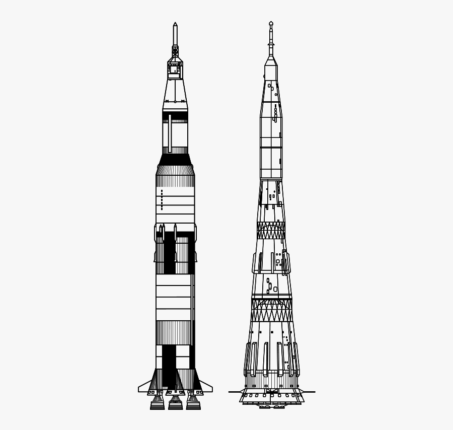 Saturn V26 N1 Comparison - Apollo 11 Rocket Drawing, Transparent Clipart
