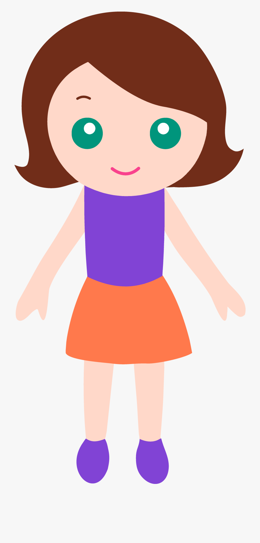 Women With Blue Eyes Brown Hair Clipart - Transparent Background Cartoon Girl Png, Transparent Clipart