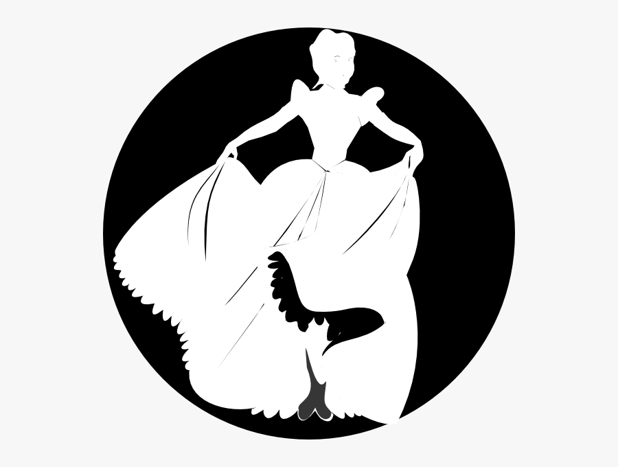 White Princess Silhouette In Black Background Clip - Princess In Black Background, Transparent Clipart