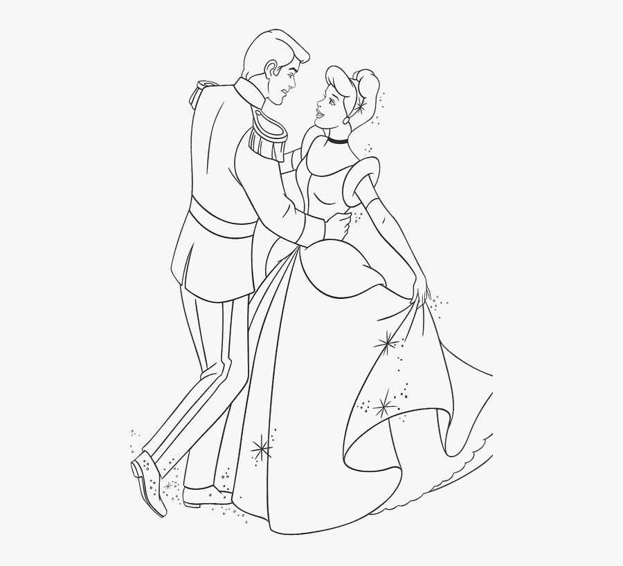 Clip Art Drawings Of Cinderella - Cinderella And Prince Charming Drawings, Transparent Clipart
