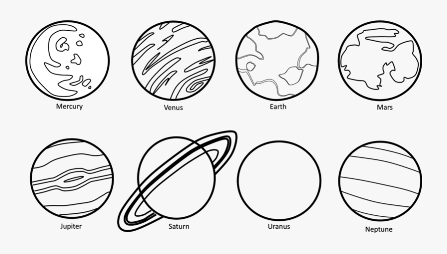 Planets Clipart Black U0026 W - Solar System Clipart Black And White, Transparent Clipart