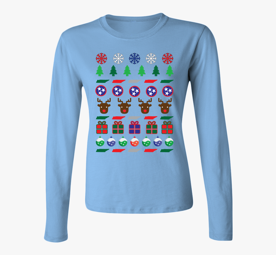 Tennessee Ugly Christmas Sweater Womens Long Sleeve - Long-sleeved T-shirt, Transparent Clipart