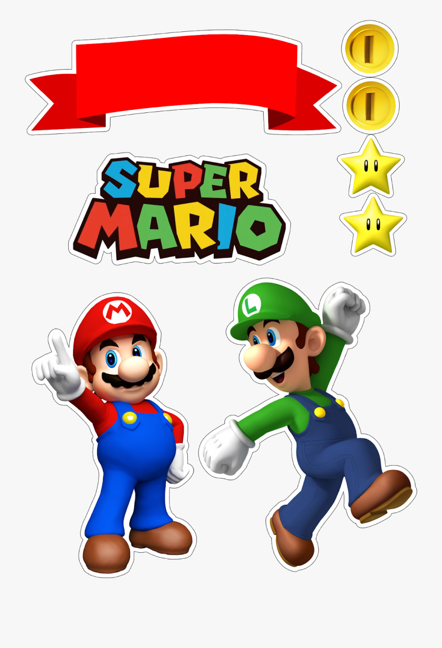 Cake Topper Mario Bros, Transparent Clipart