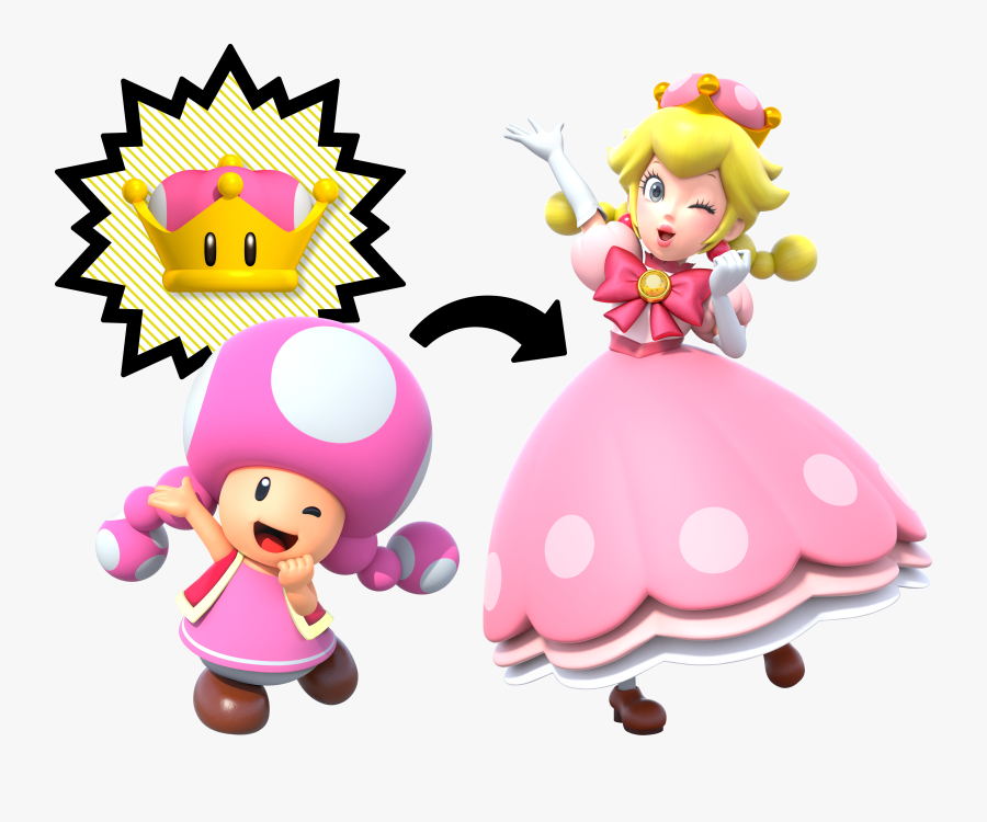 In The Deluxe Port Of New Super Mario Bros - Pink Mushroom Crown Mario, Transparent Clipart
