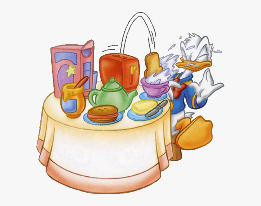 Transparent Breakfast Clipart - Donald Duck Having A Breakfast, Transparent Clipart