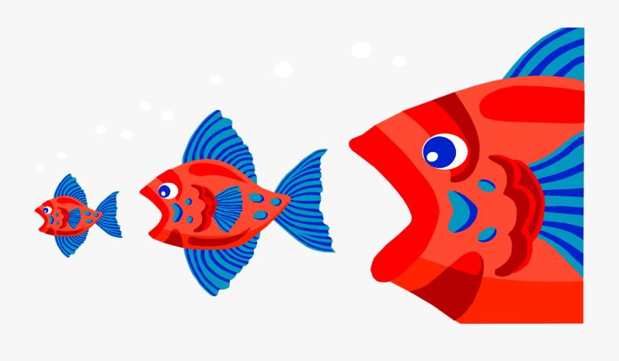 Transparent Eat Clipart - Big Fish Eating Smaller Fish, Transparent Clipart