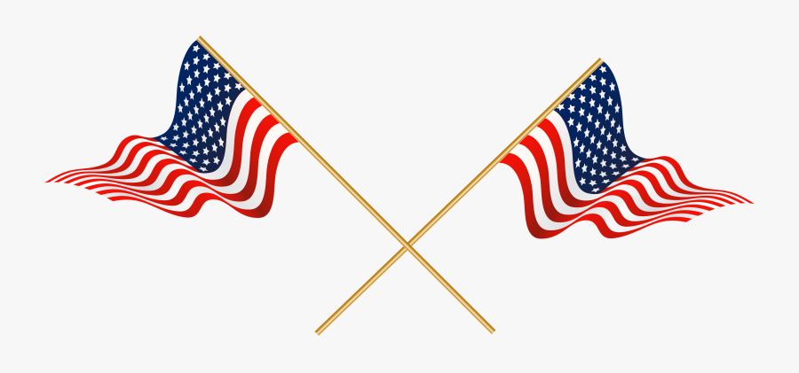 Usa Crossed Flags Clip - Transparent American Flag Clipart, Transparent Clipart