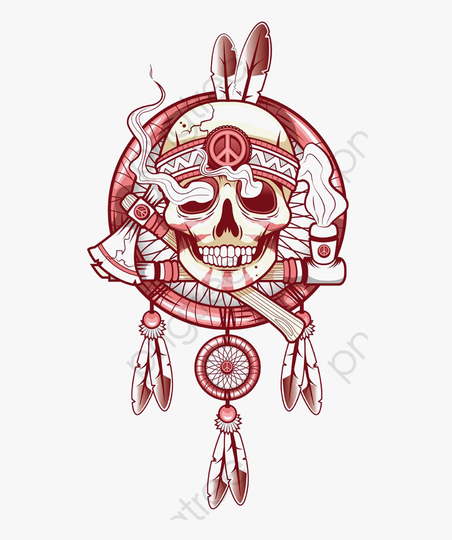 Headdress Clipart Skull - Skull Dream Catcher Drawings, Transparent Clipart