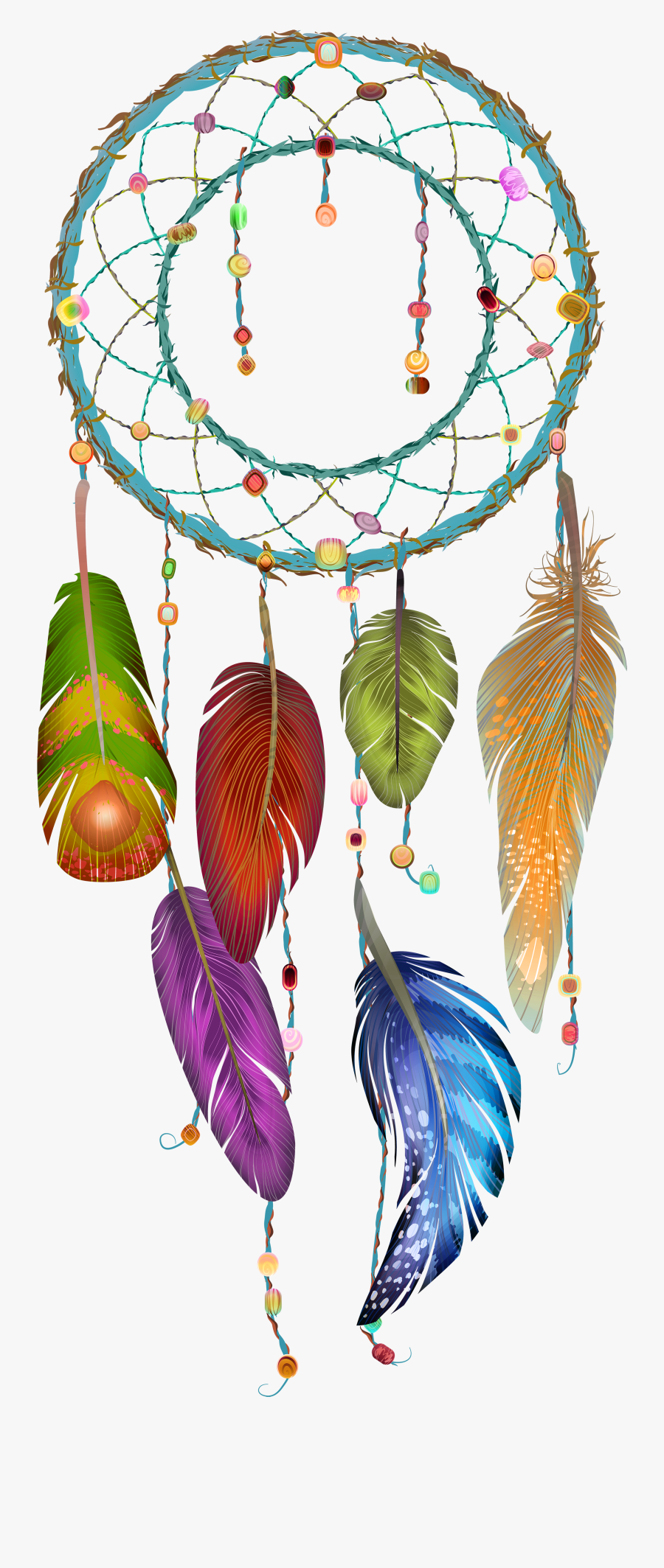 Clip Art Drawing Rainbows Dreamcatcher - Full Dream Catcher Drawing, Transparent Clipart