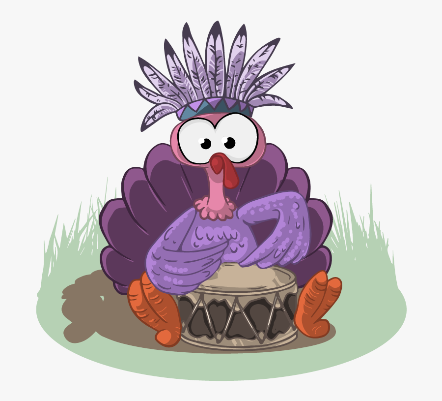Indian Chief Cartoon 29, Buy Clip Art - Turkey Playing Drums, Transparent Clipart