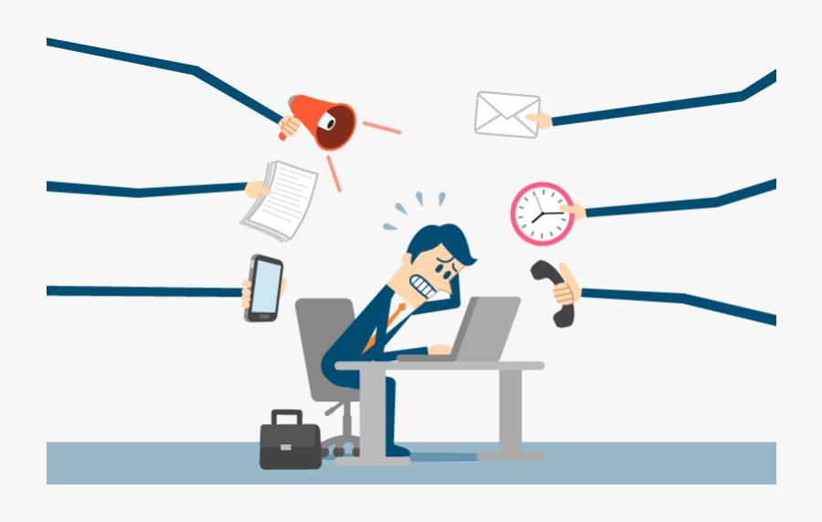 Stressed Out Man The Reality Of Multitasking - Stress At Work Clipart, Transparent Clipart