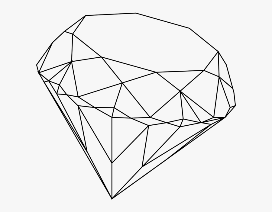 Transparent Baseball Diamond Clipart Black And White - Diamond Gem Line Drawing, Transparent Clipart