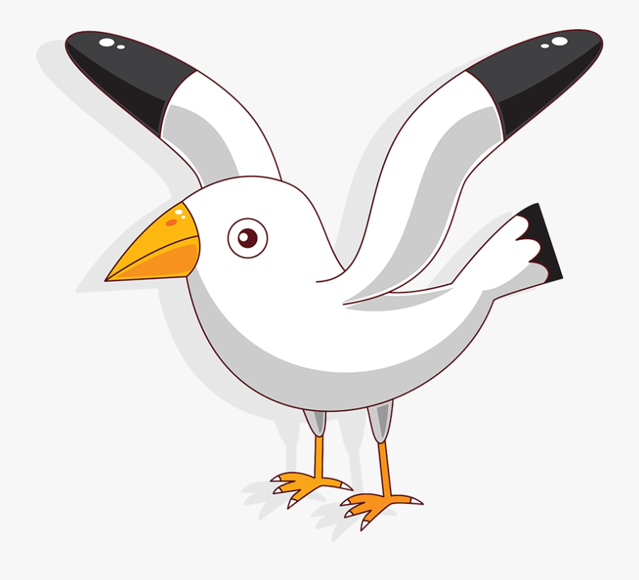 Clip Art Bird White Transprent Png - Cartoon Transparent Background Seagull Png, Transparent Clipart