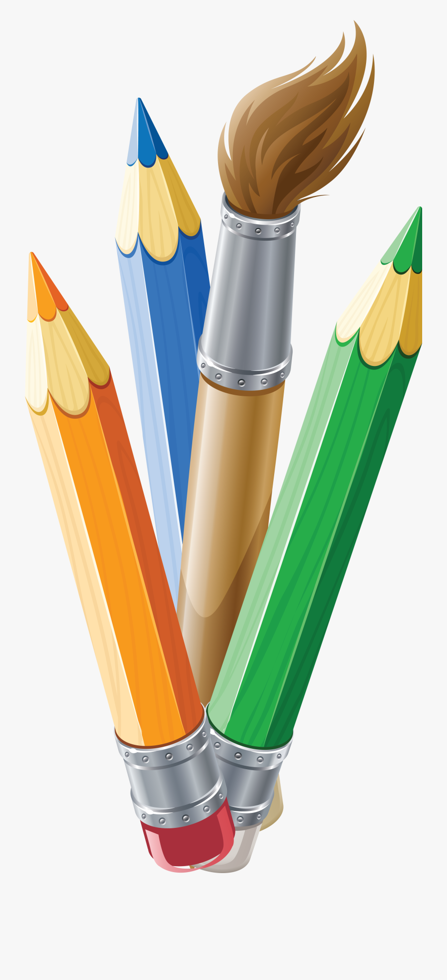 Transparent Pencil Cup Png - Cartoon Pencils And Paint Brushes, Transparent Clipart