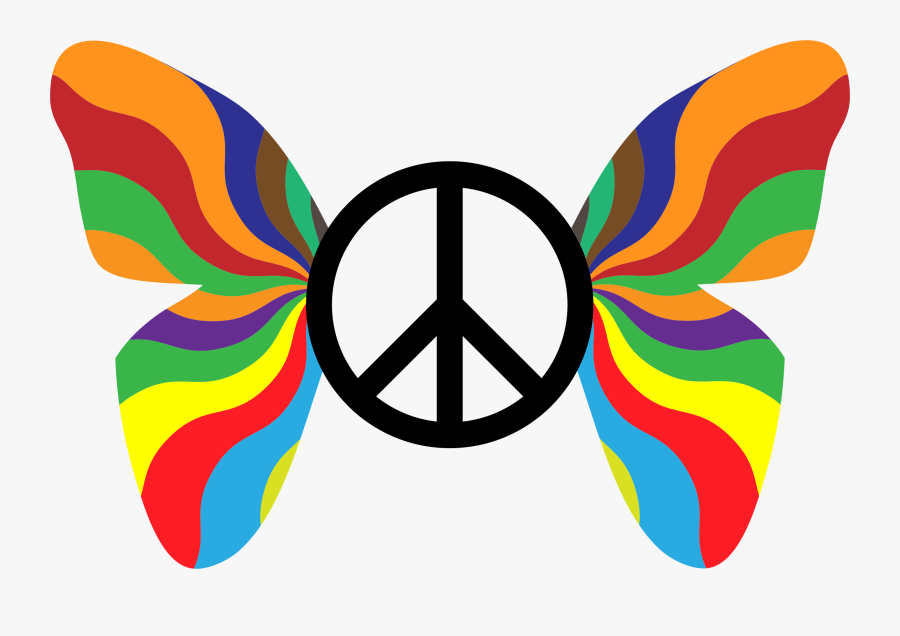 Clipart Groovy Peace Sign Butterfly - Mercedes Benz Peace Sign, Transparent Clipart