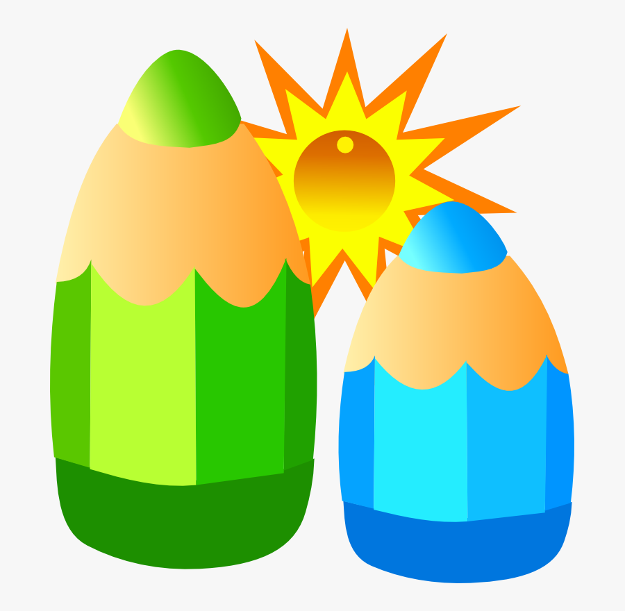 Cartoon Colored Pencils Svg Clip Arts - Big And Small Pencil Clipart, Transparent Clipart