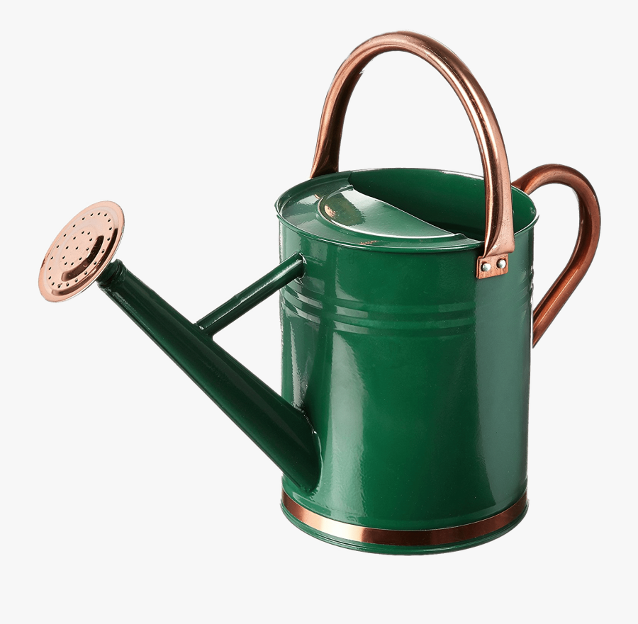 Green Watering Can With Copper Details - Water Can For Gardening, Transparent Clipart