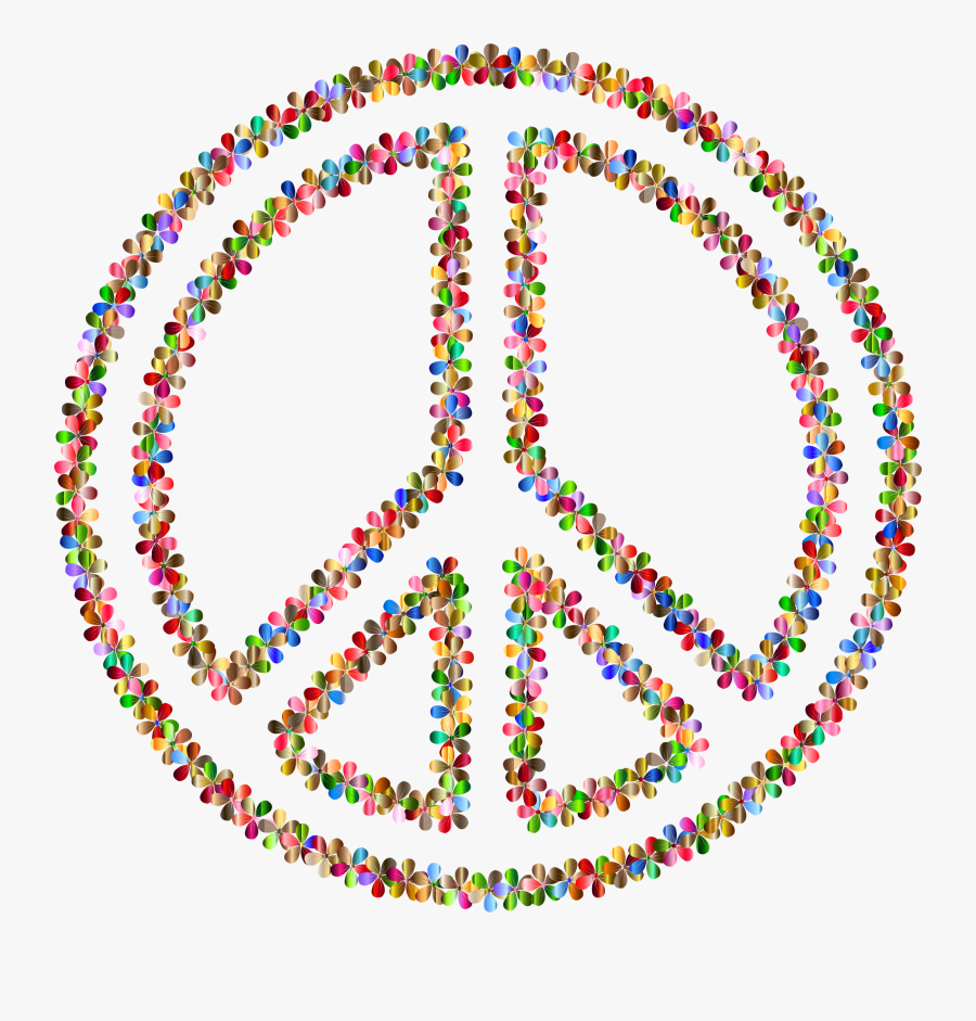 Prismatic Floral Sign Outline - Peace Sign Transparent Background, Transparent Clipart