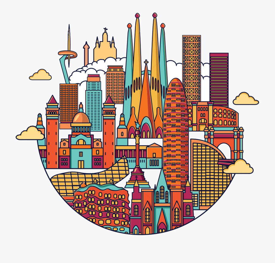 Spain City Sales - Barcelona Illustration, Transparent Clipart