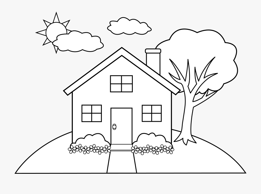 House Clipart Drawing - My House Coloring Page, Transparent Clipart