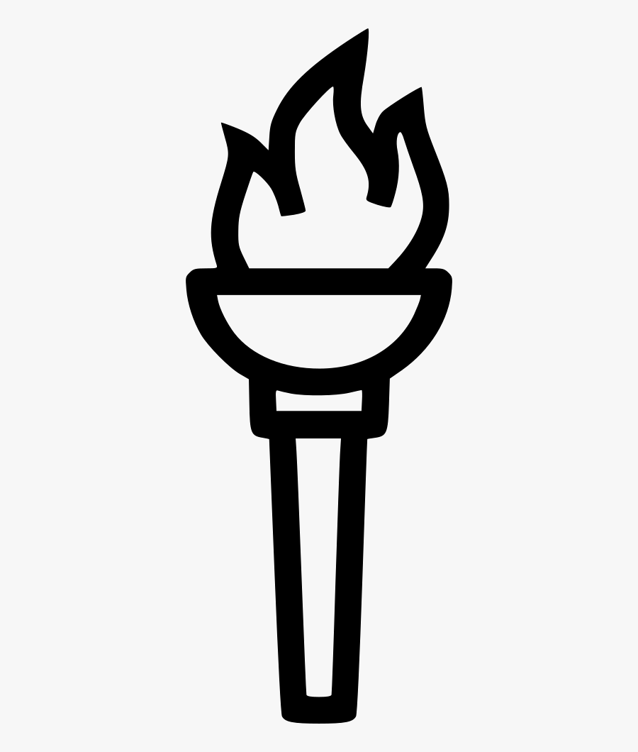 Torch Transparent Old Style Olympic Torch Clipart Black- - Olympic Torch Black And White, Transparent Clipart