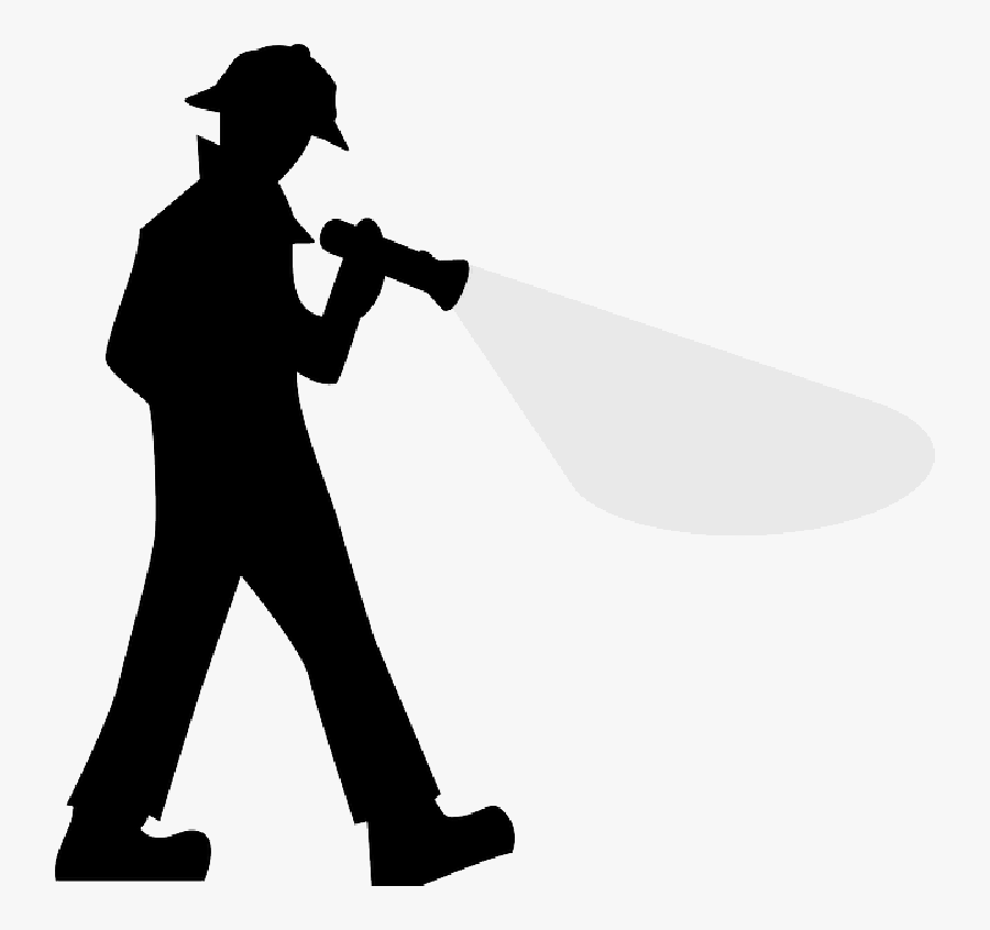 Torch Clipart Flashlight Beam - Silhouette Detective Png, Transparent Clipart