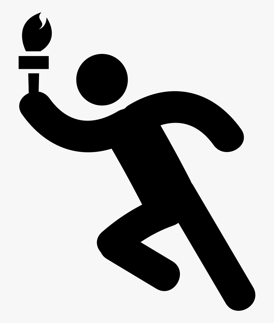 Transparent Flashlight Clipart - Man Running With Olympic Torch, Transparent Clipart