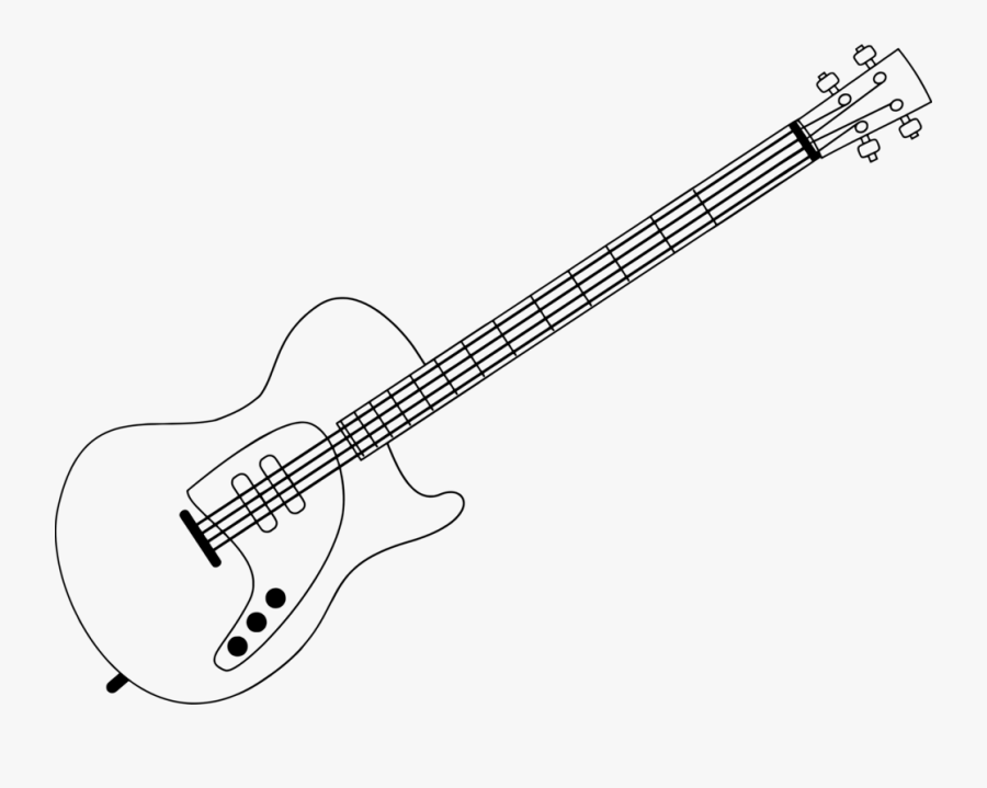 Line Art,musical Instrument,guitar Accessory - Bass Guitar Black And White Clipart, Transparent Clipart
