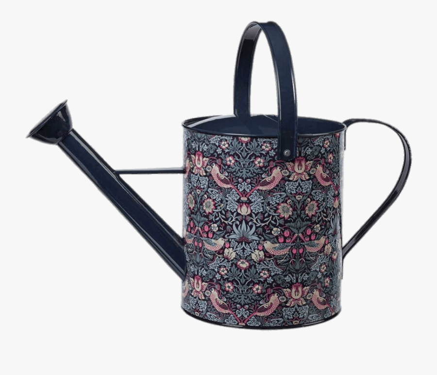 Decorated Blue Watering Can - Strawberry Thief, Furnishing Fabric, Transparent Clipart