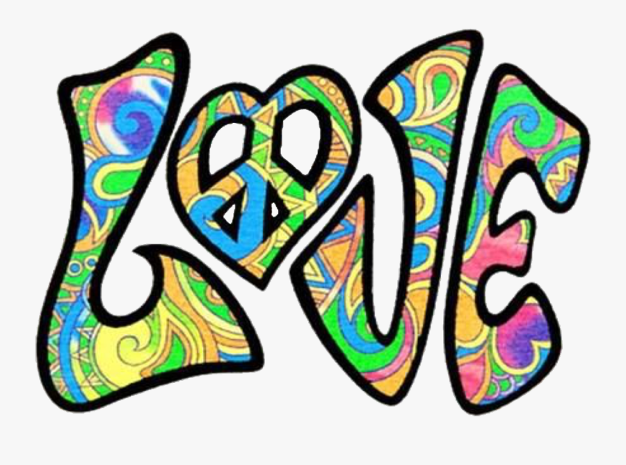 Love Hippie Retro Psychedelic Peace - Hippie Peace And Love Sign, Transparent Clipart