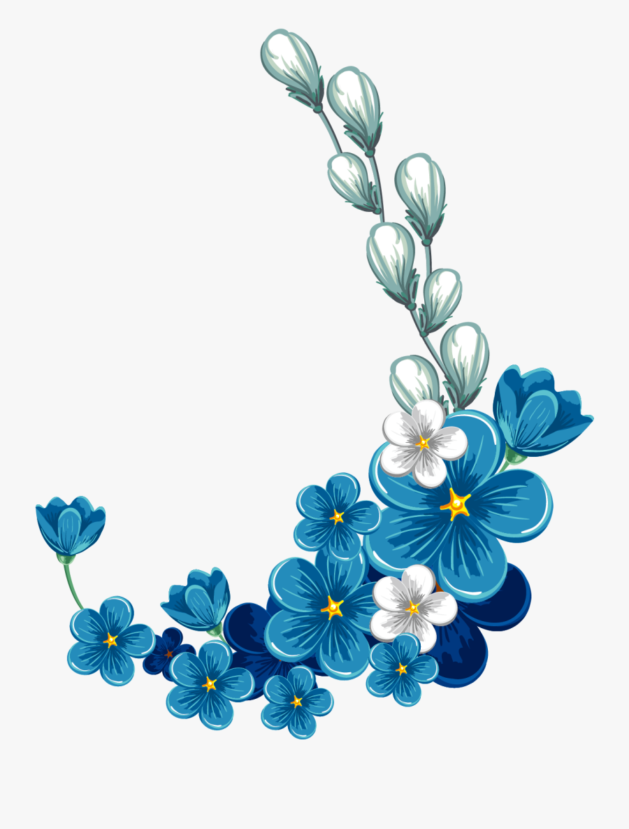 Flower Stock Photography Clip Art - Blue Flower Frame Png, Transparent Clipart