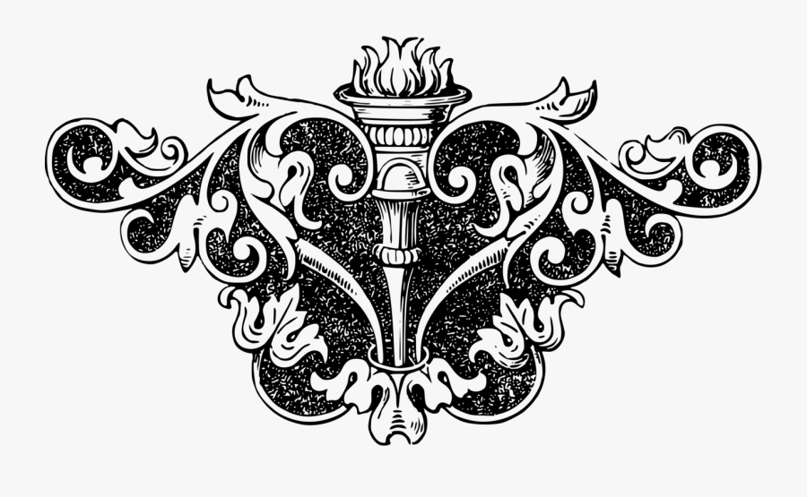 Visual Arts,art,symmetry - Black And White Torch Drawing, Transparent Clipart