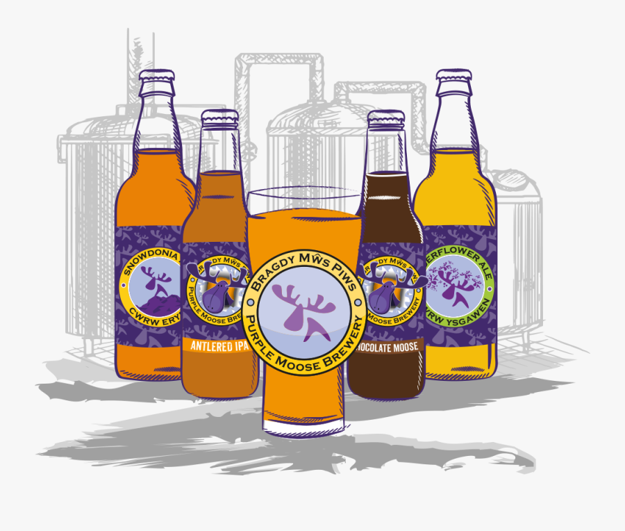 Drinking Clipart Bottled Beer - Purple Moose Glaslyn Ale / Cwrw Glaslyn, Transparent Clipart