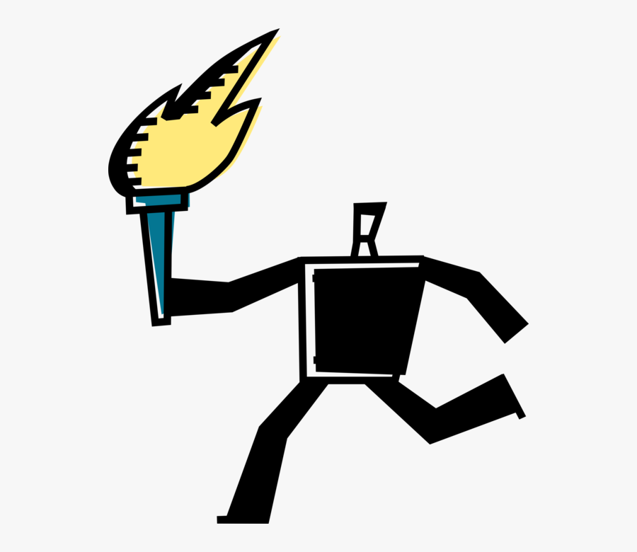 Vector Illustration Of Runner Carries Olympic Torch, Transparent Clipart
