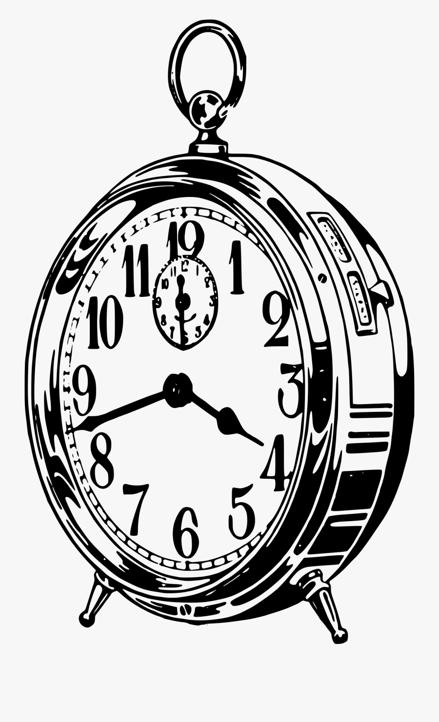 Classic Alarm Clock Clip Arts - Clock Black And White Png, Transparent Clipart