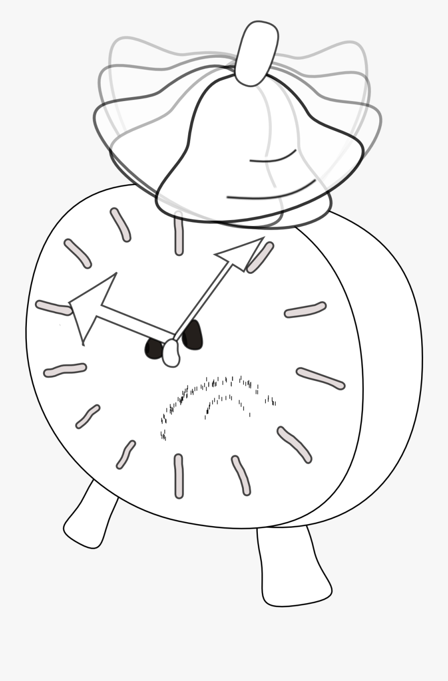 Alarm Clock Is Angry Alarm Clock Black White Line Art - Alarm Clock, Transparent Clipart